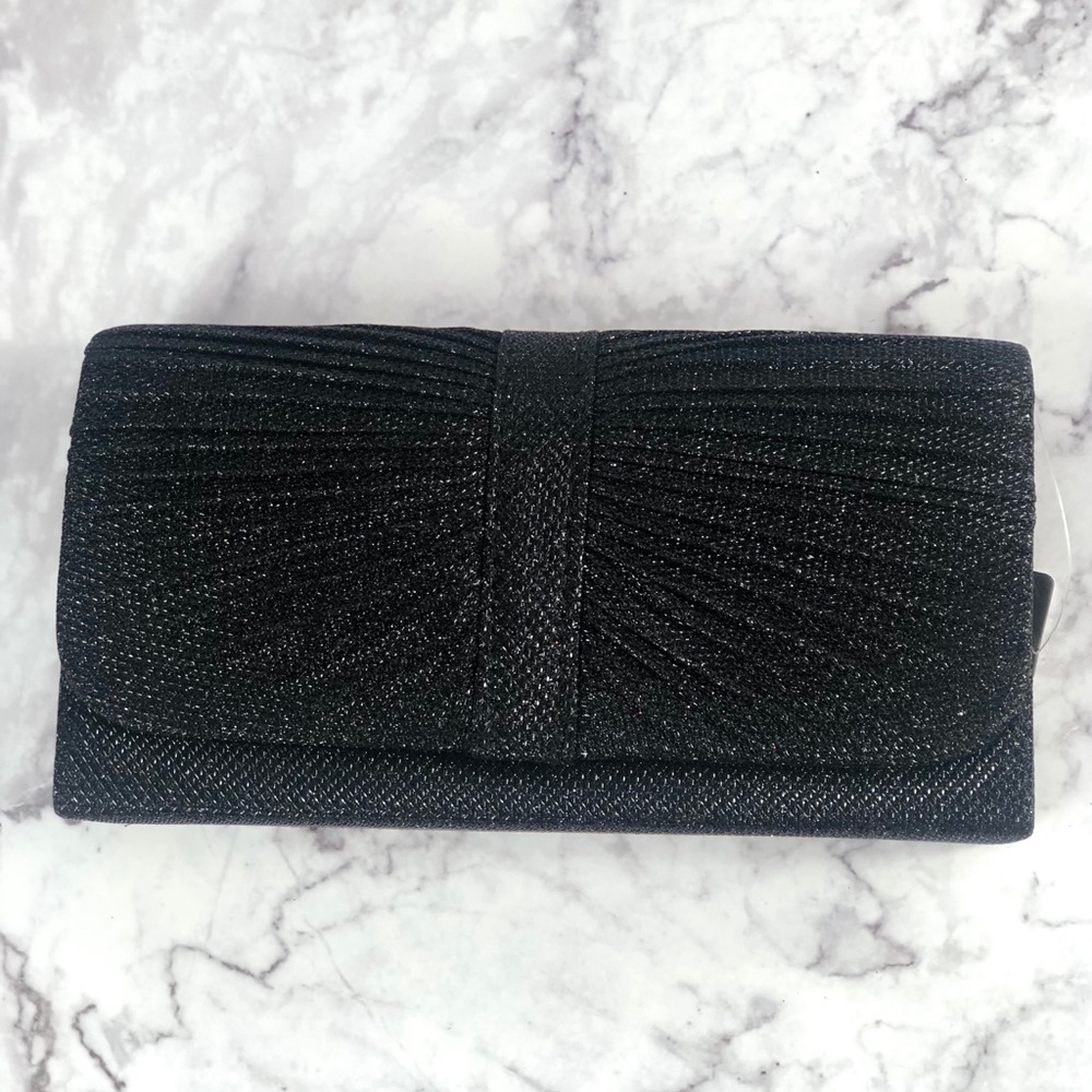 🔴SOLD🔴NWT sparkly black bow evening clutch purse